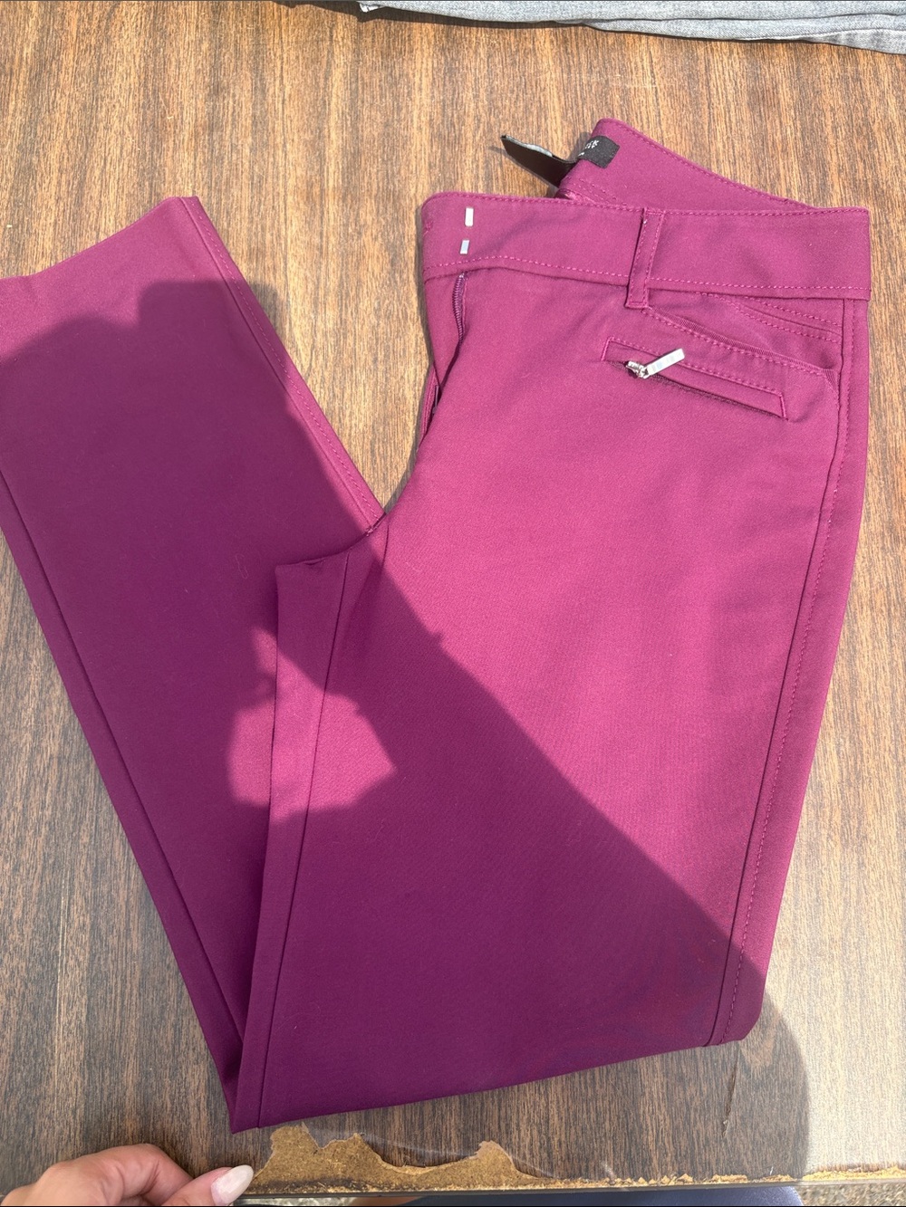 Women's Stretch Slim Trousers in Berry